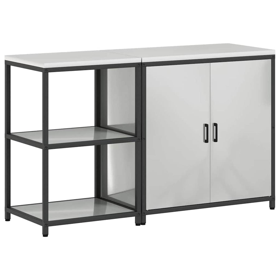Keukenopslag set met plank met opslag met de deur Verstelbaar 2 pcs Zilver 150 x 50 x 92 cm