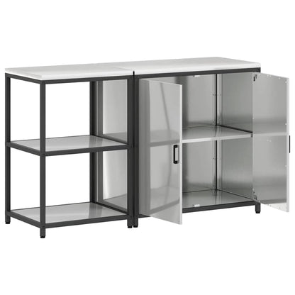 Keukenopslag set met plank met opslag met de deur Verstelbaar 2 pcs Zilver 150 x 50 x 92 cm