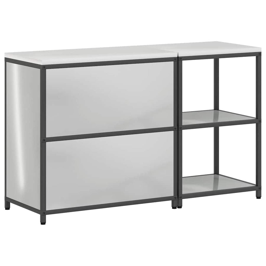 Keukenopslag set met plank met opslag met de deur Verstelbaar 2 pcs Zilver 150 x 50 x 92 cm