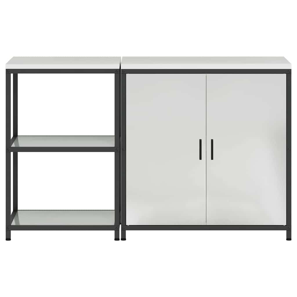 Keukenopslag set met plank met opslag met de deur Verstelbaar 2 pcs Zilver 150 x 50 x 92 cm