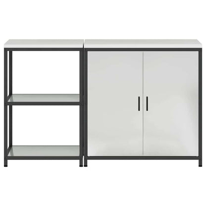 Keukenopslag set met plank met opslag met de deur Verstelbaar 2 pcs Zilver 150 x 50 x 92 cm