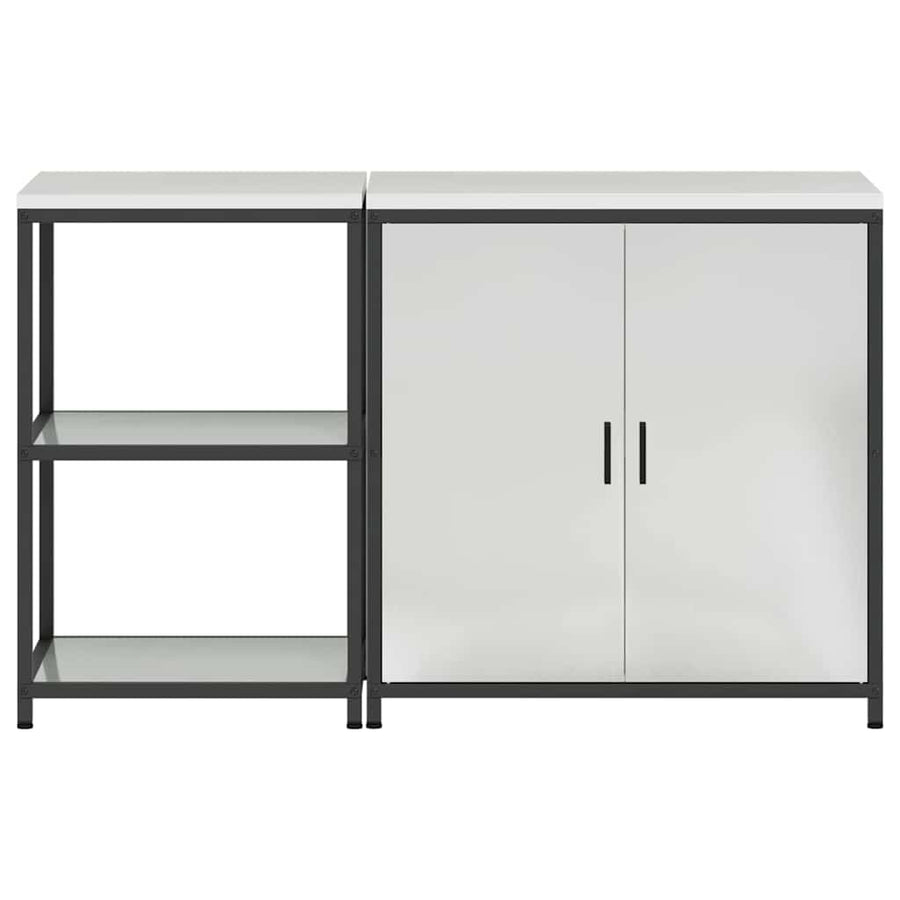 Keukenopslag set met plank met opslag met de deur Verstelbaar 2 pcs Zilver 150 x 50 x 92 cm