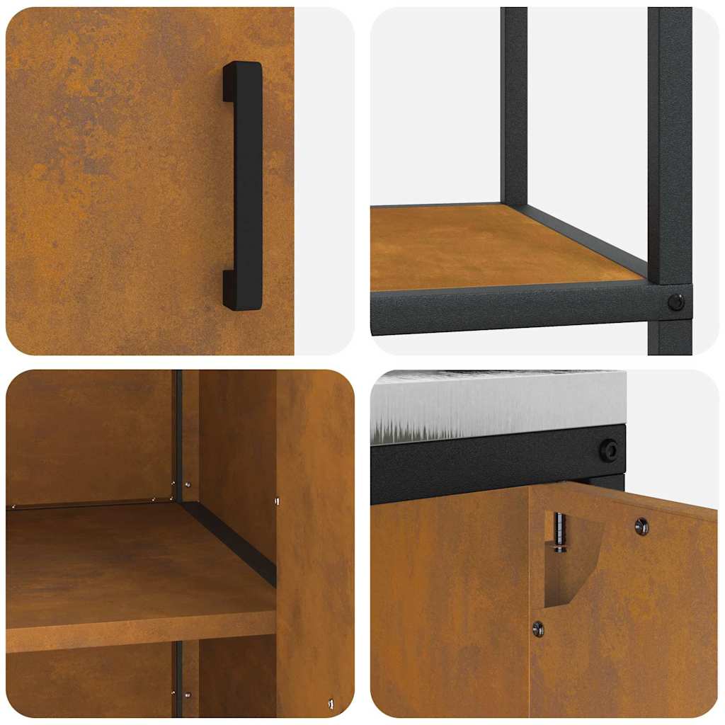 Keukenopslag set 2 pcs Roestig 150 x 50 x 92 cm Cortenstaal