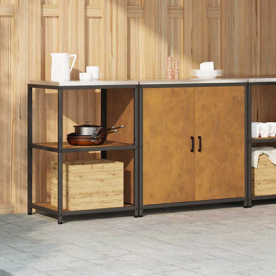 Keukenopslag set 2 pcs Roestig 150 x 50 x 92 cm Cortenstaal