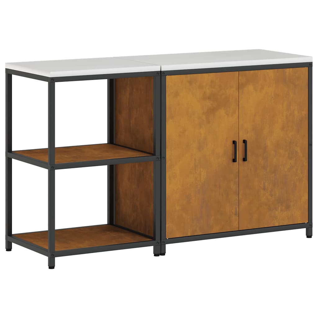Keukenopslag set 2 pcs Roestig 150 x 50 x 92 cm Cortenstaal