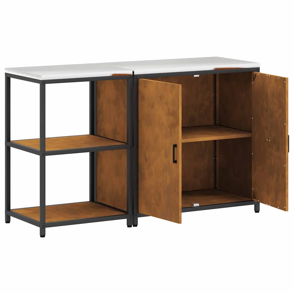 Keukenopslag set 2 pcs Roestig 150 x 50 x 92 cm Cortenstaal