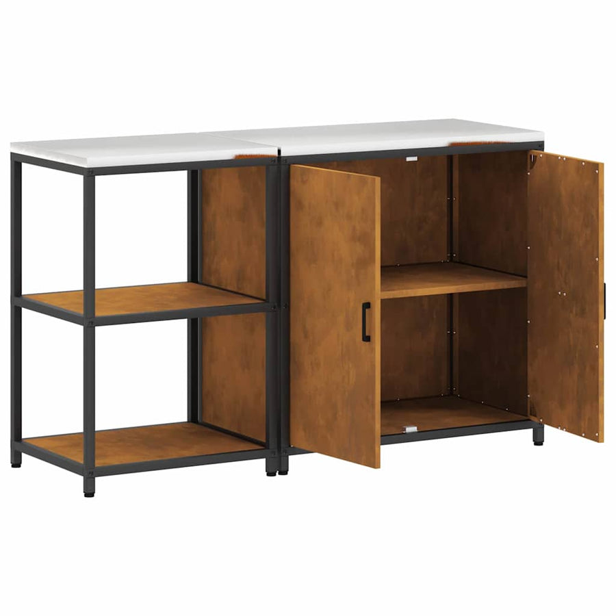 Keukenopslag set 2 pcs Roestig 150 x 50 x 92 cm Cortenstaal