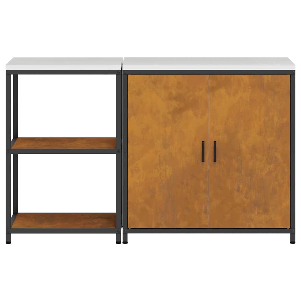 Keukenopslag set 2 pcs Roestig 150 x 50 x 92 cm Cortenstaal