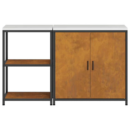 Keukenopslag set 2 pcs Roestig 150 x 50 x 92 cm Cortenstaal
