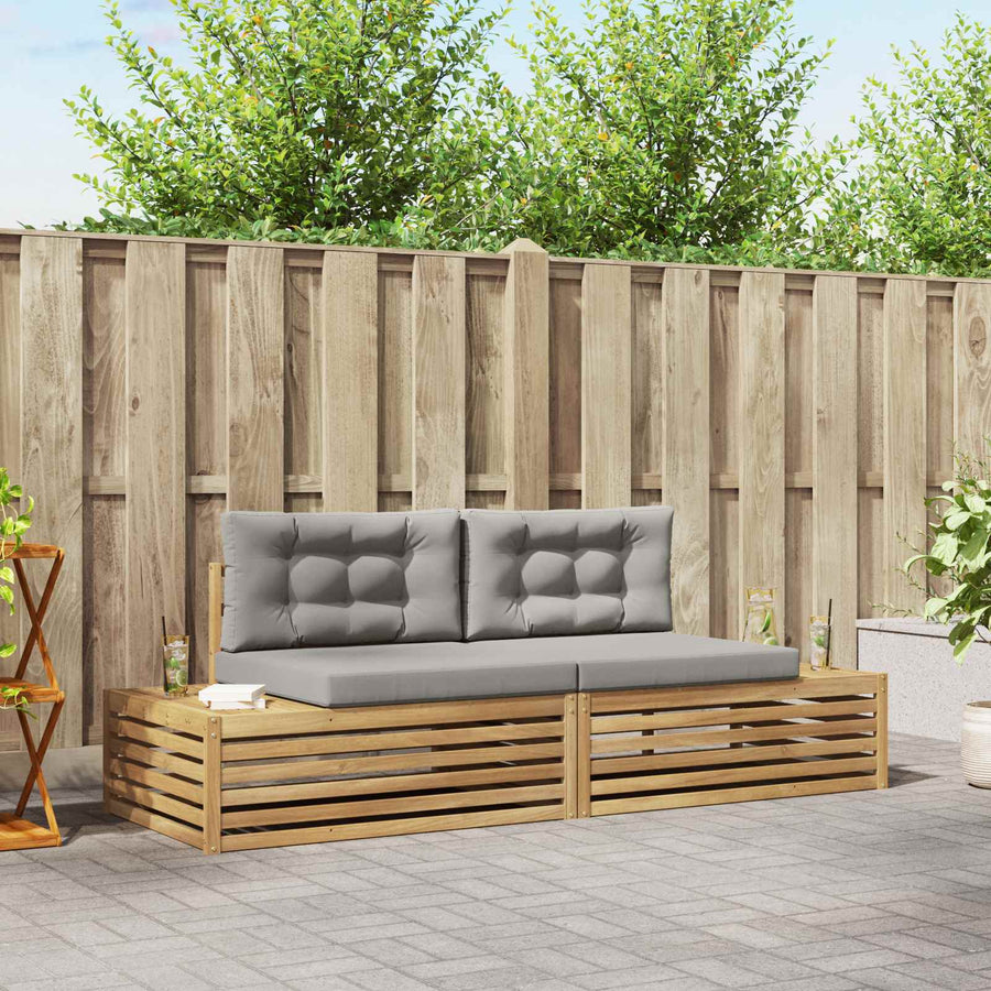 Buiten bankenset met kussen Wit 230,5 x 83 x 73 cm Polyester