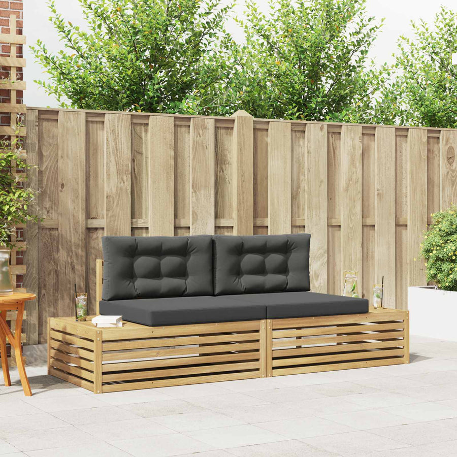 Buiten bankenset met kussen Wit 230,5 x 83 x 73 cm Polyester