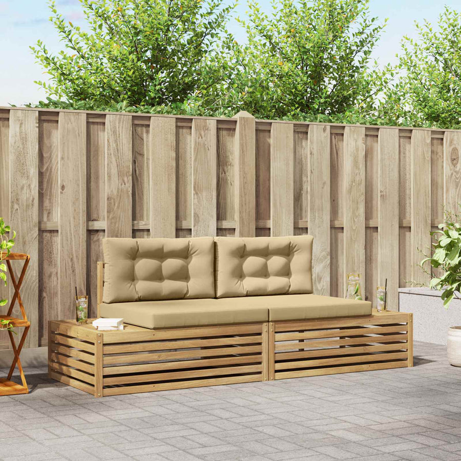 Buiten bankenset met kussen Wit 230,5 x 83 x 73 cm Polyester