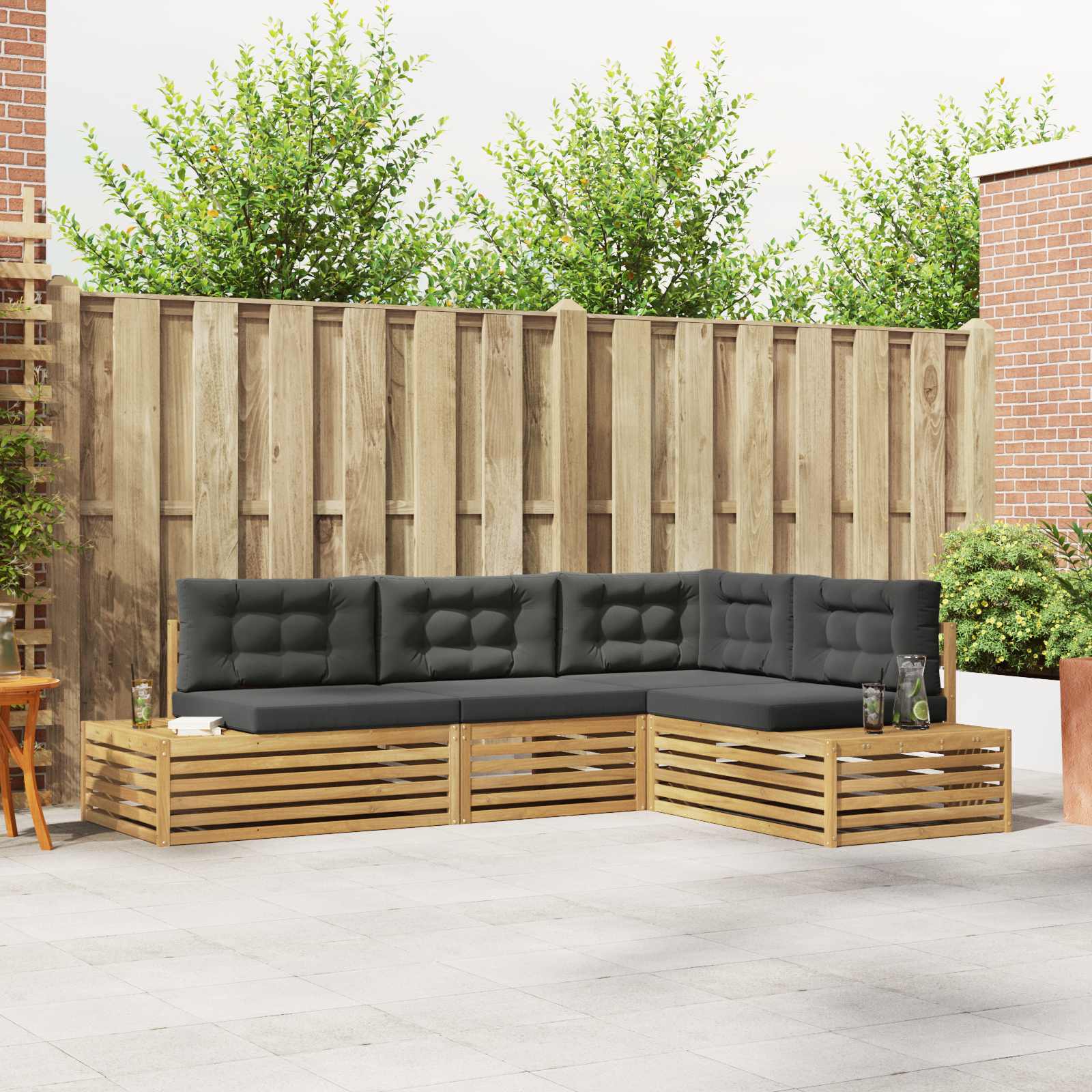 4 Stuk Buiten bankenset Polyester Wit