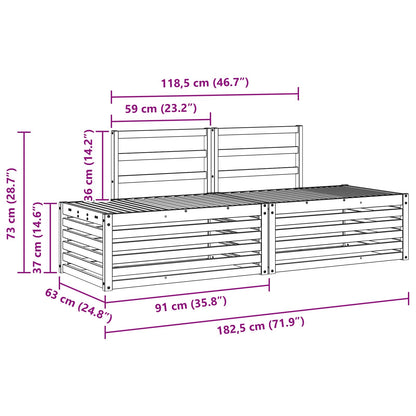 Buiten bankenset 3 Stuk Wit 182,5 x 63 x 73 cm