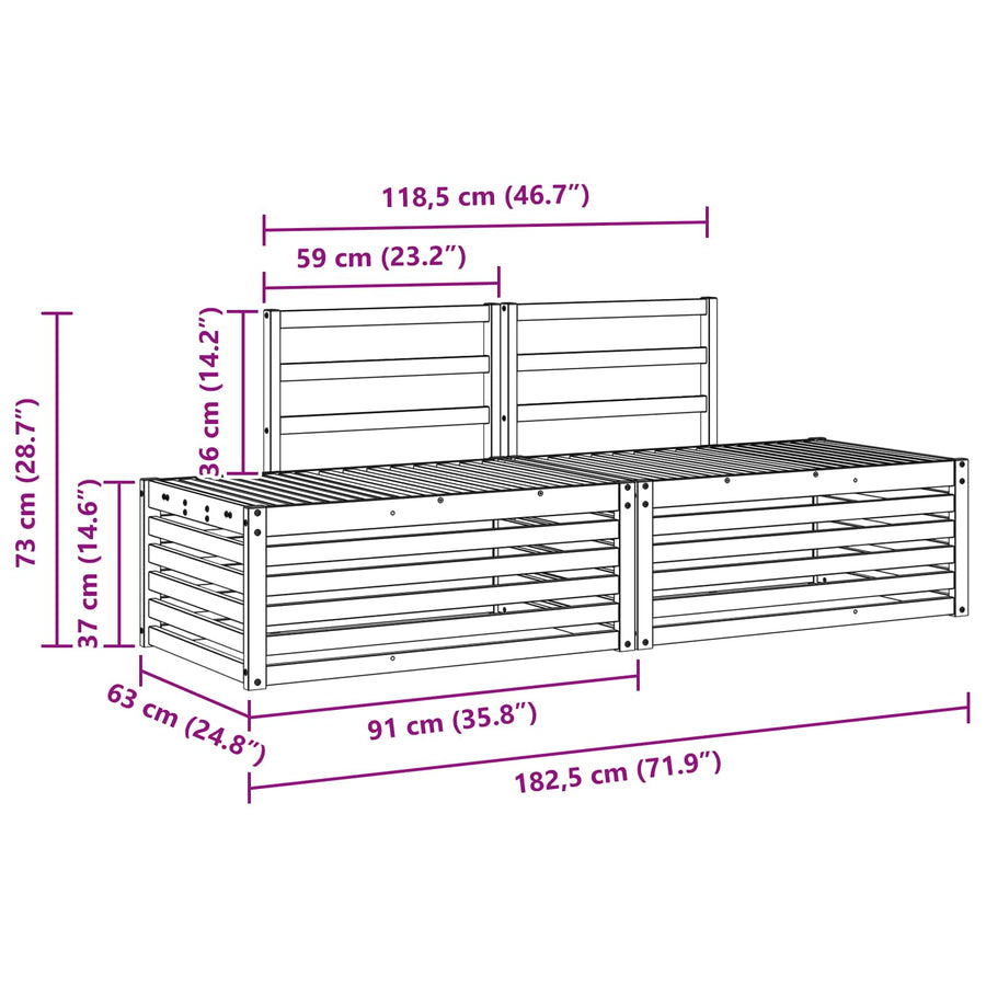Buiten bankenset 3 Stuk Wit 182,5 x 63 x 73 cm