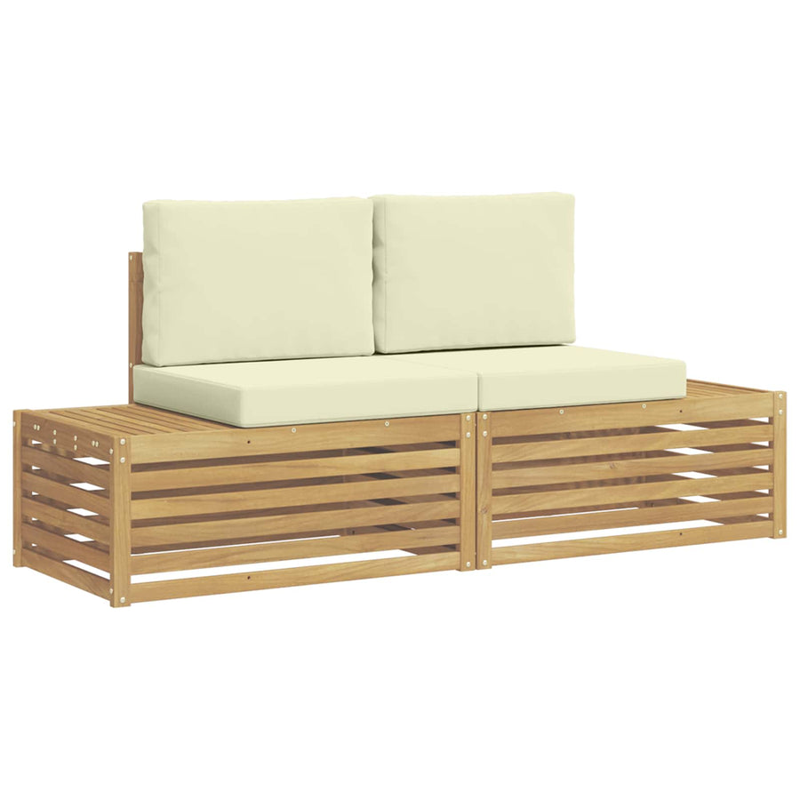 Buiten bankenset met kussen Wit 182,5 x 63 x 73 cm Polyester