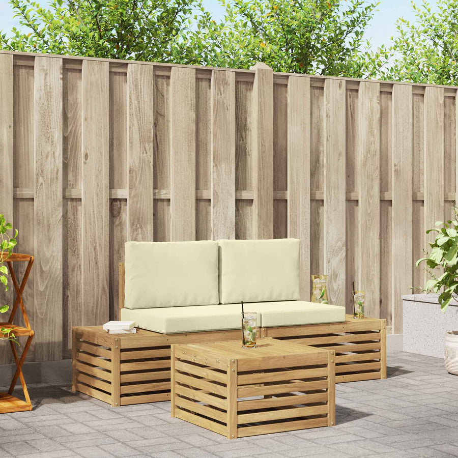 Buiten bankenset met kussen Wit 59 x 59 x 37 cm Polyester
