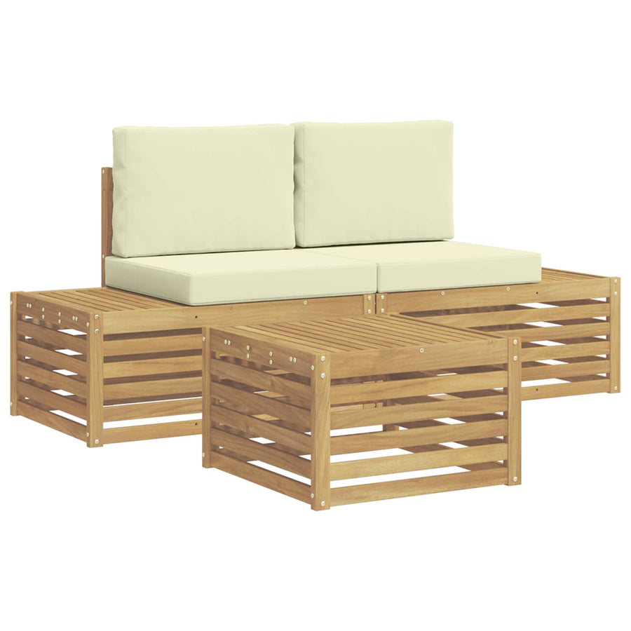 Buiten bankenset met kussen Wit 59 x 59 x 37 cm Polyester