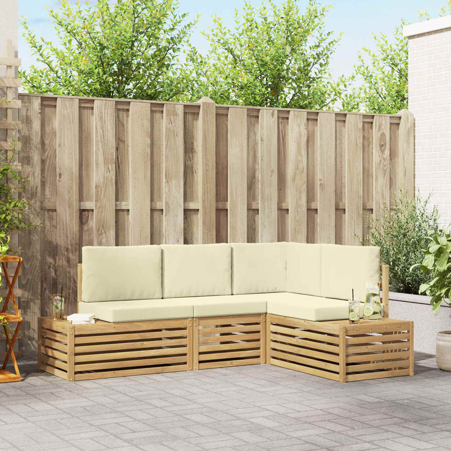 Buiten bankenset met kussen Wit 213,5 x 154,5 x 73 cm Polyester