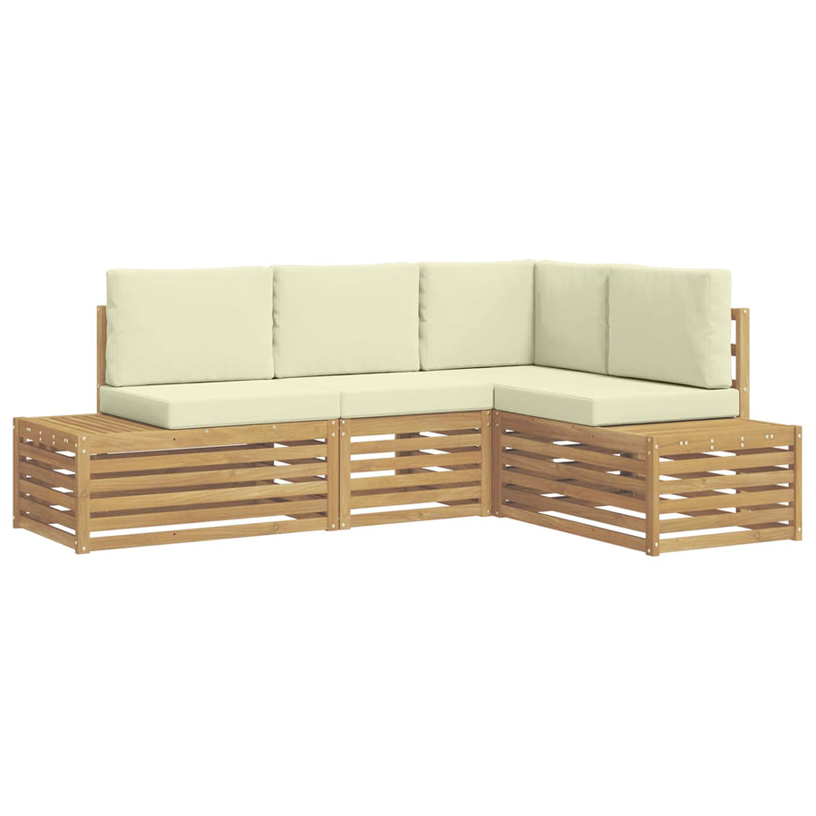 Buiten bankenset met kussen Wit 213,5 x 154,5 x 73 cm Polyester