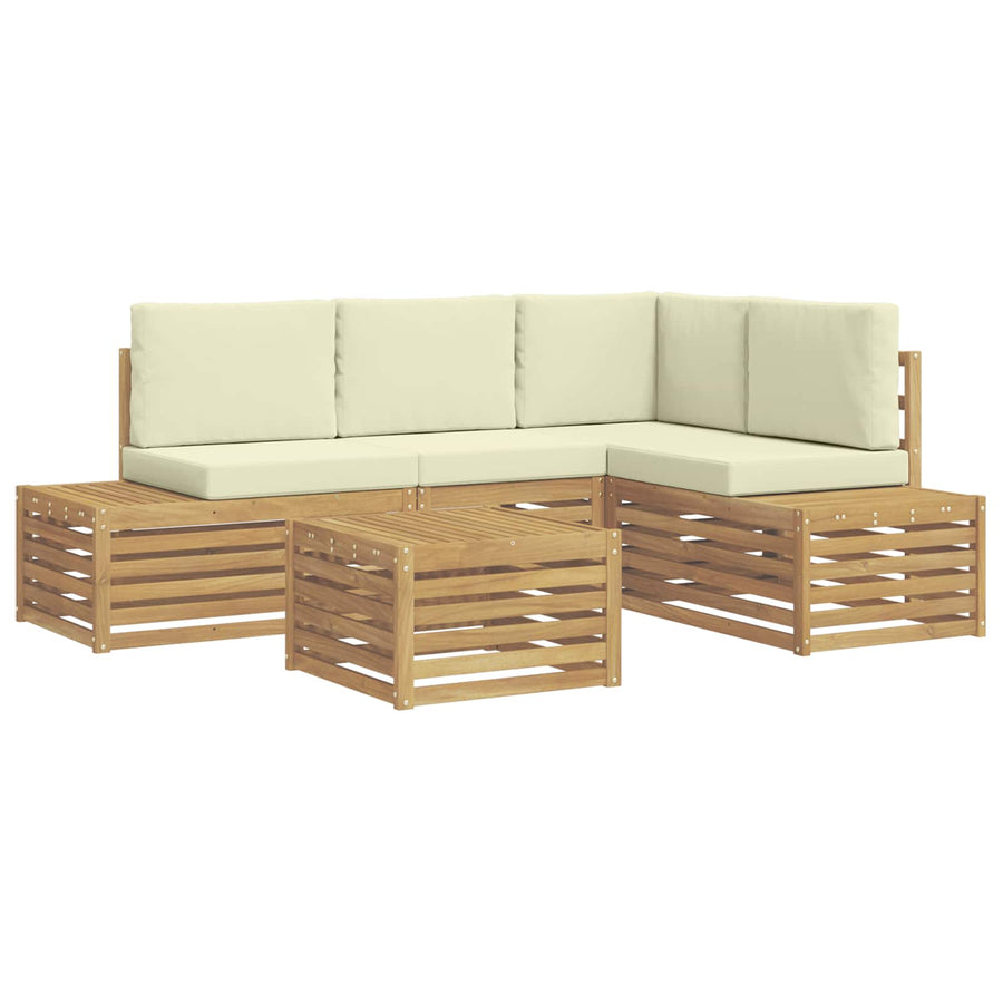 Buiten bankenset met kussen Wit 59 x 59 x 37 cm Polyester