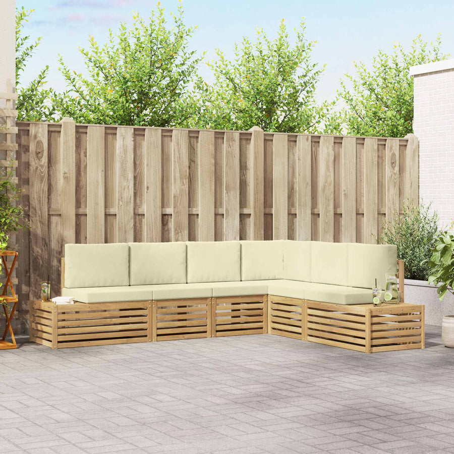 Buiten bankenset met kussen Wit 273 x 213,5 x 73 cm Polyester