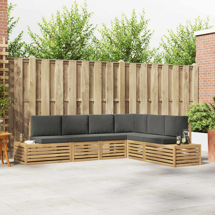 Buiten bankenset met kussen 6 Stuk Wit en antracietkleurig