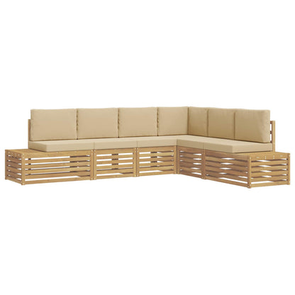 Buiten bankenset met kussen 6 Stuk Wit en Beige