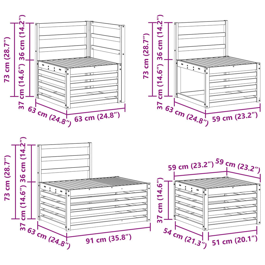 Sofa-Sets 6 Stuk 59 x 59 x 37 cm