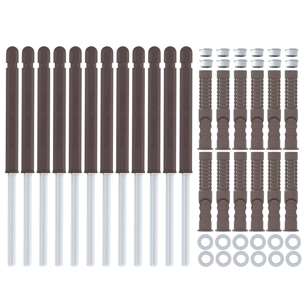 Vloeiende planken steunen 12 pcs Bruin Ø10 x 170 mm Staal
