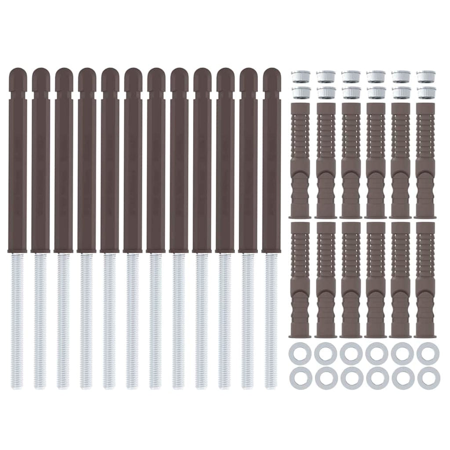 Vloeiende planken steunen 12 pcs Bruin Ø10 x 170 mm Staal