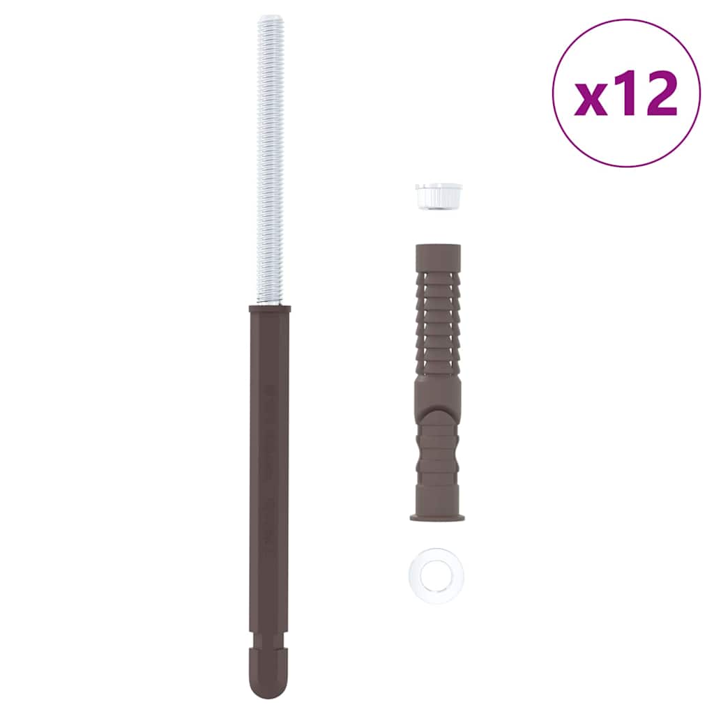 Vloeiende planken steunen 12 pcs Bruin Ø10 x 170 mm Staal