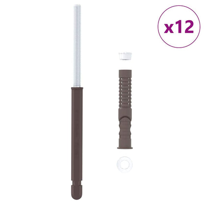 Vloeiende planken steunen 12 pcs Bruin Ø10 x 170 mm Staal