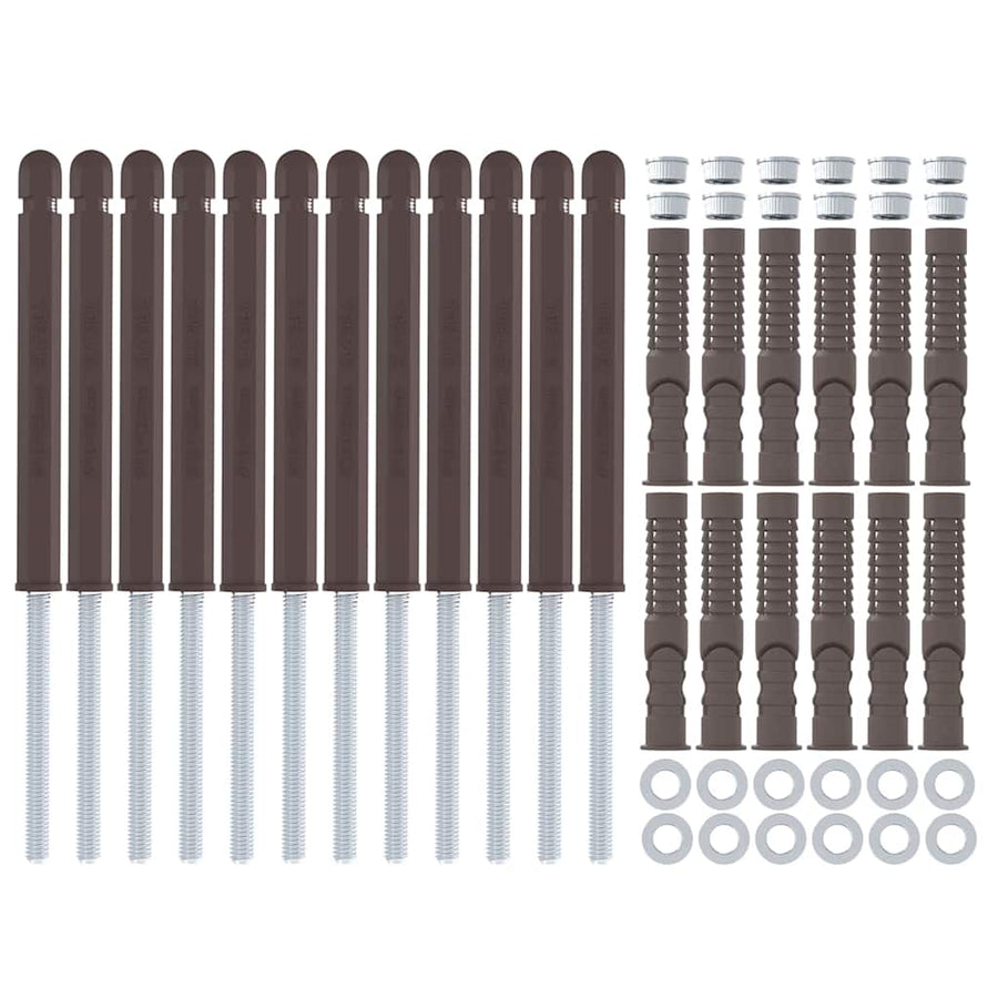 Vloeiende planken steunen 12 pcs Bruin Ø12 x 190 mm Staal