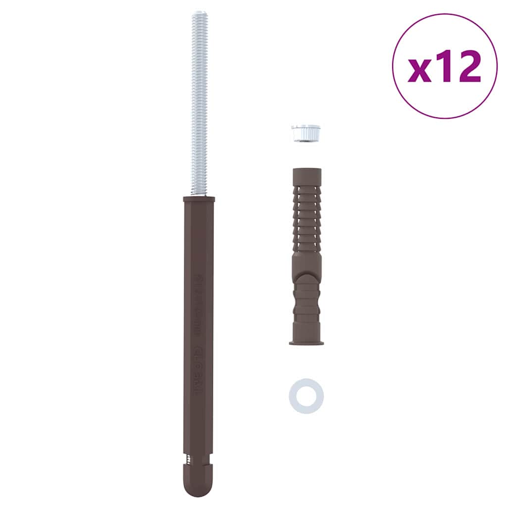 Vloeiende planken steunen 12 pcs Bruin Ø12 x 190 mm Staal