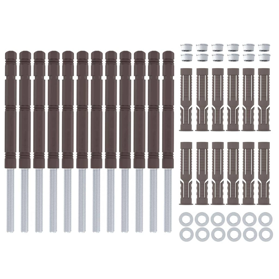 Vloeiende planken steunen 12 pcs Bruin Ø14 x 210 mm Staal