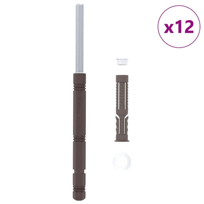 Vloeiende planken steunen 12 pcs Bruin Ø14 x 210 mm Staal