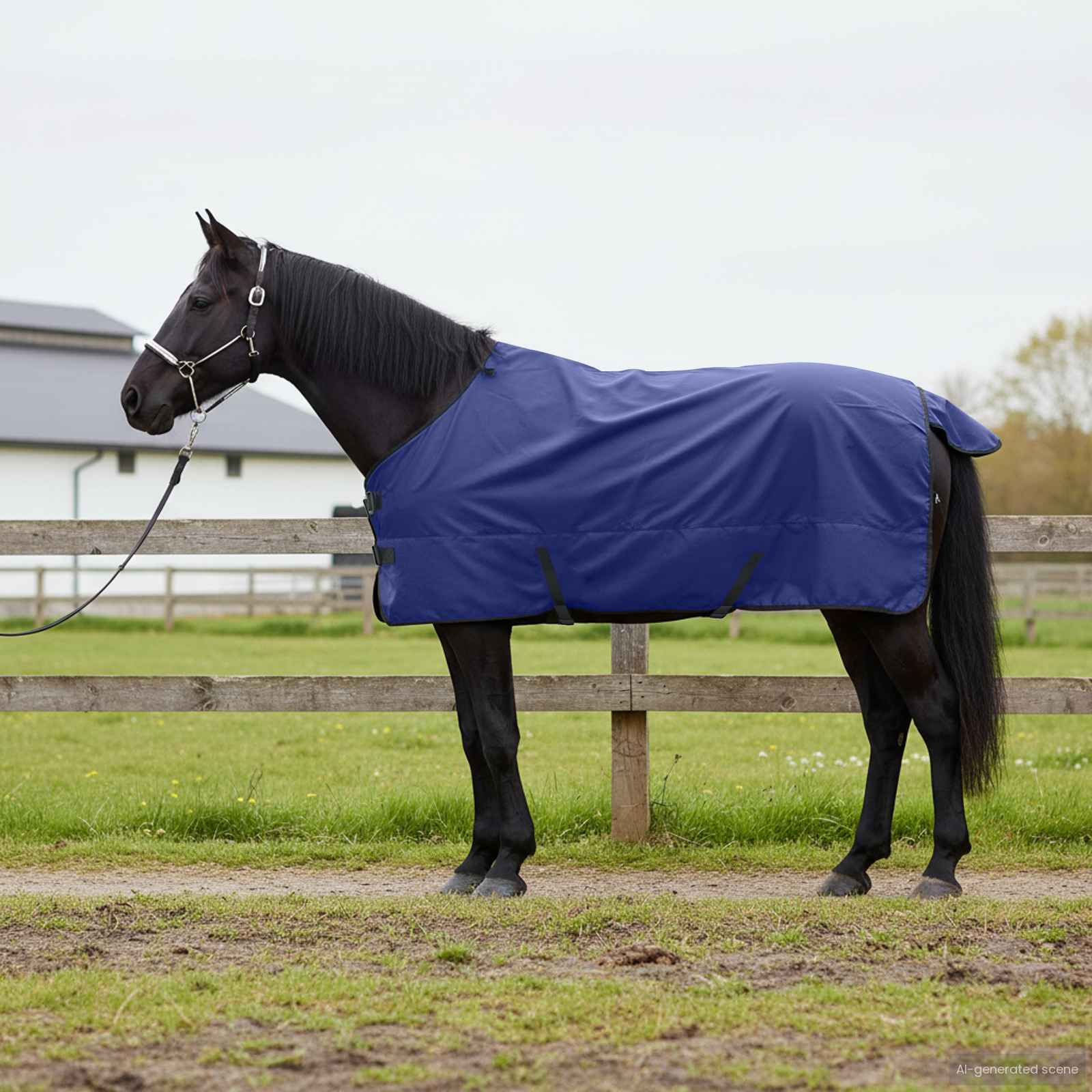 Paardendeken Donkergroen en Zwart 155 cm Polyester