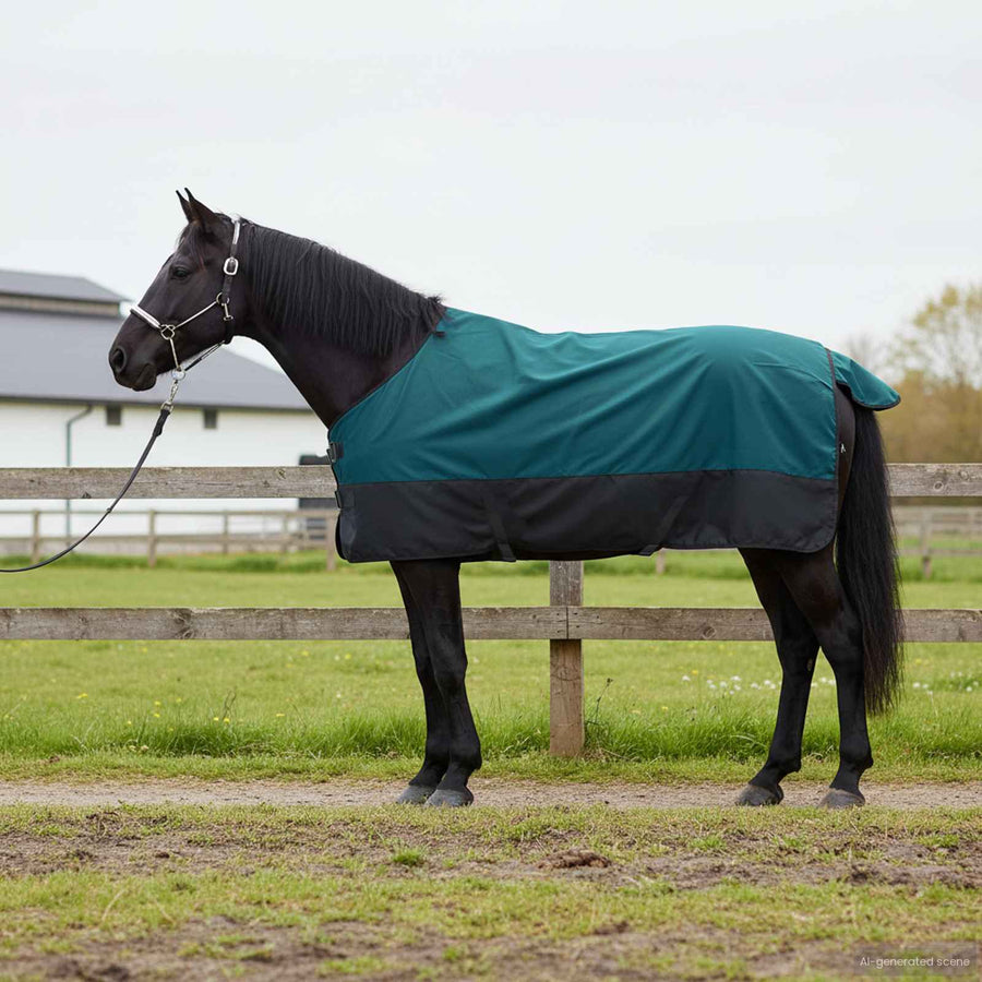 Paardendeken Donkergroen en Zwart 95 cm Polyester