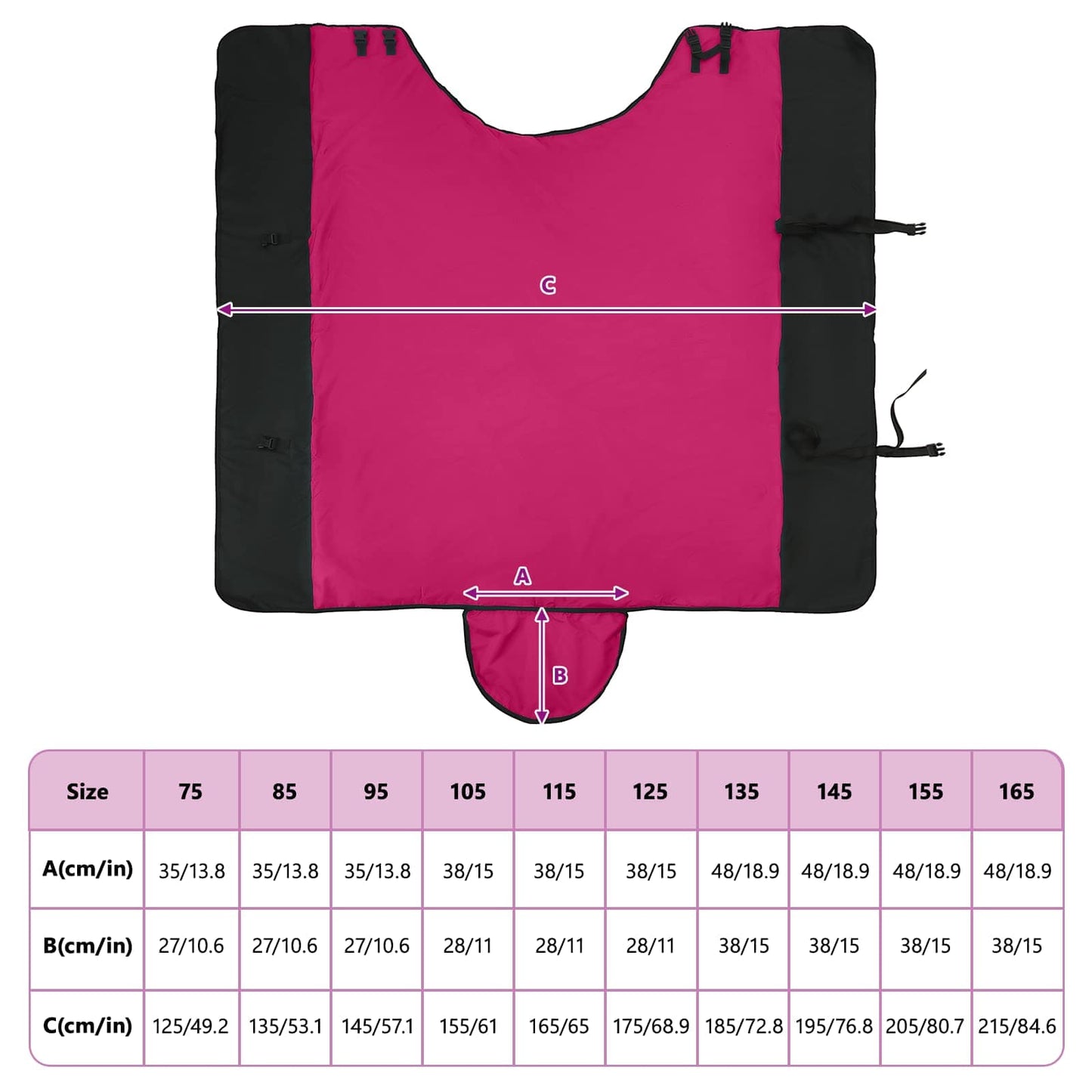 Paardendeken Roze en Zwart 75 cm Polyester