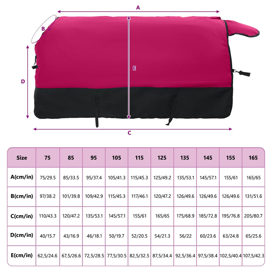 Paardendeken Roze en Zwart 85 cm Polyester