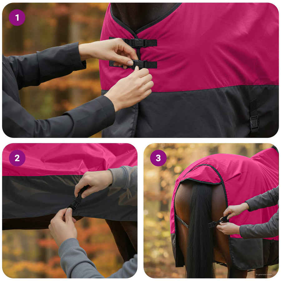 Paardendeken Roze en Zwart 95 cm Polyester