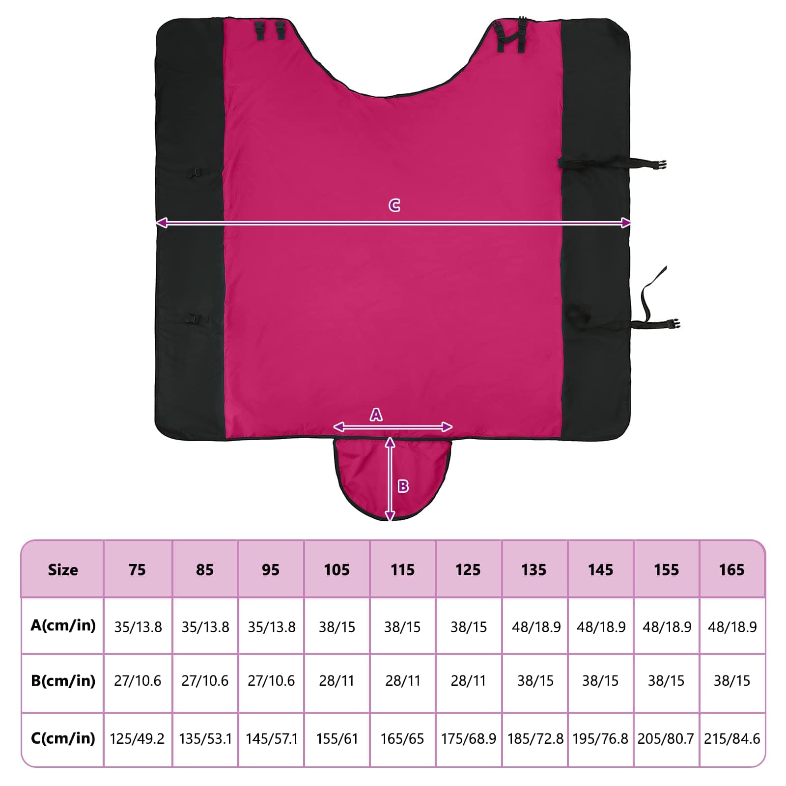 Paardendeken Roze en Zwart 165 cm Polyester