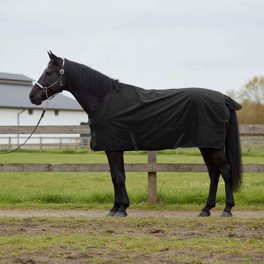 Paardendeken Donkergroen en Zwart 155 cm Polyester