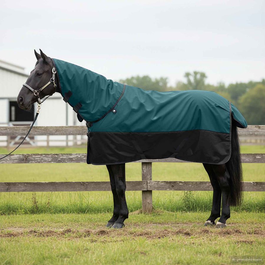 Paardendeken Donkergroen en Zwart 105 cm Polyester