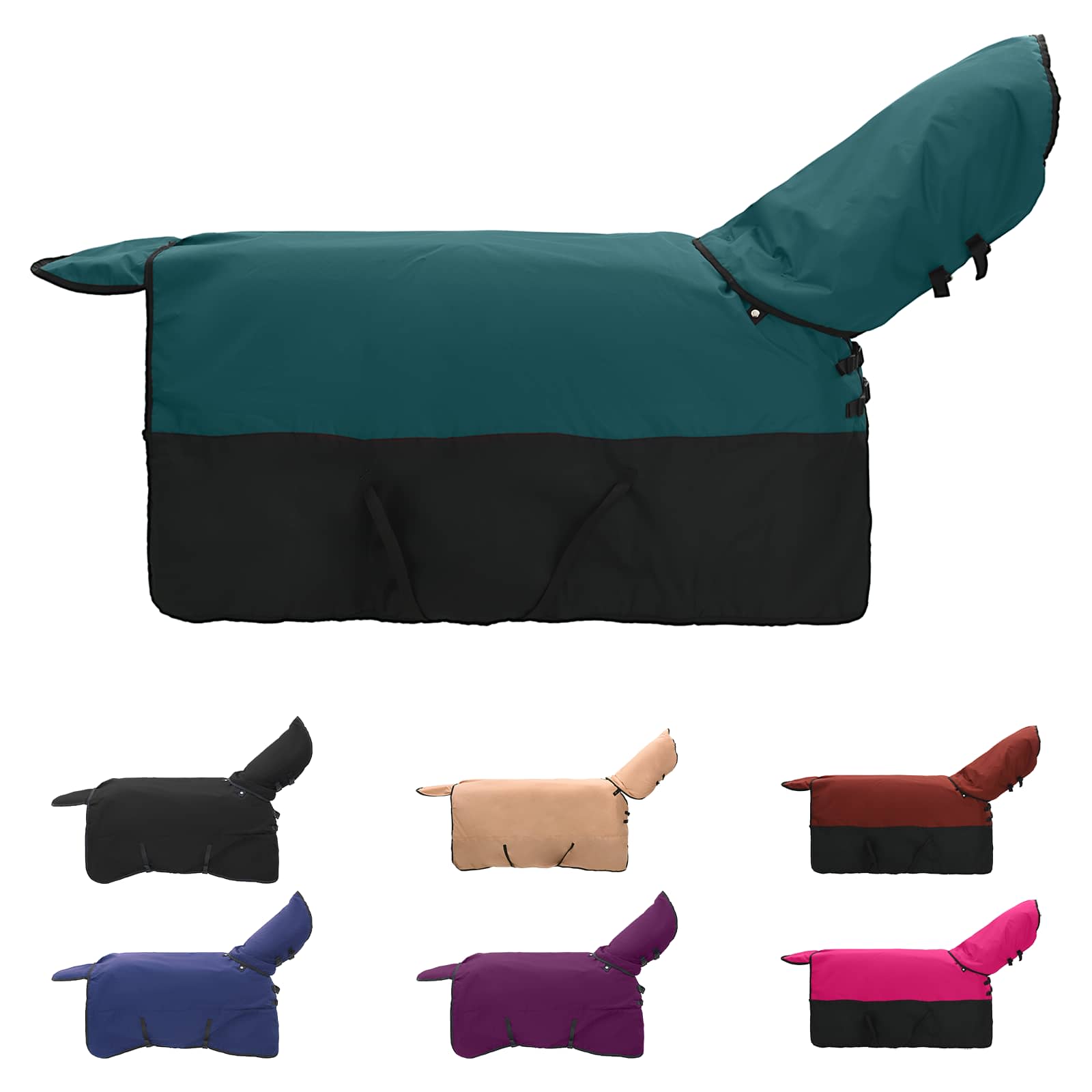 Paardendeken Donkergroen en Zwart 145 cm Polyester
