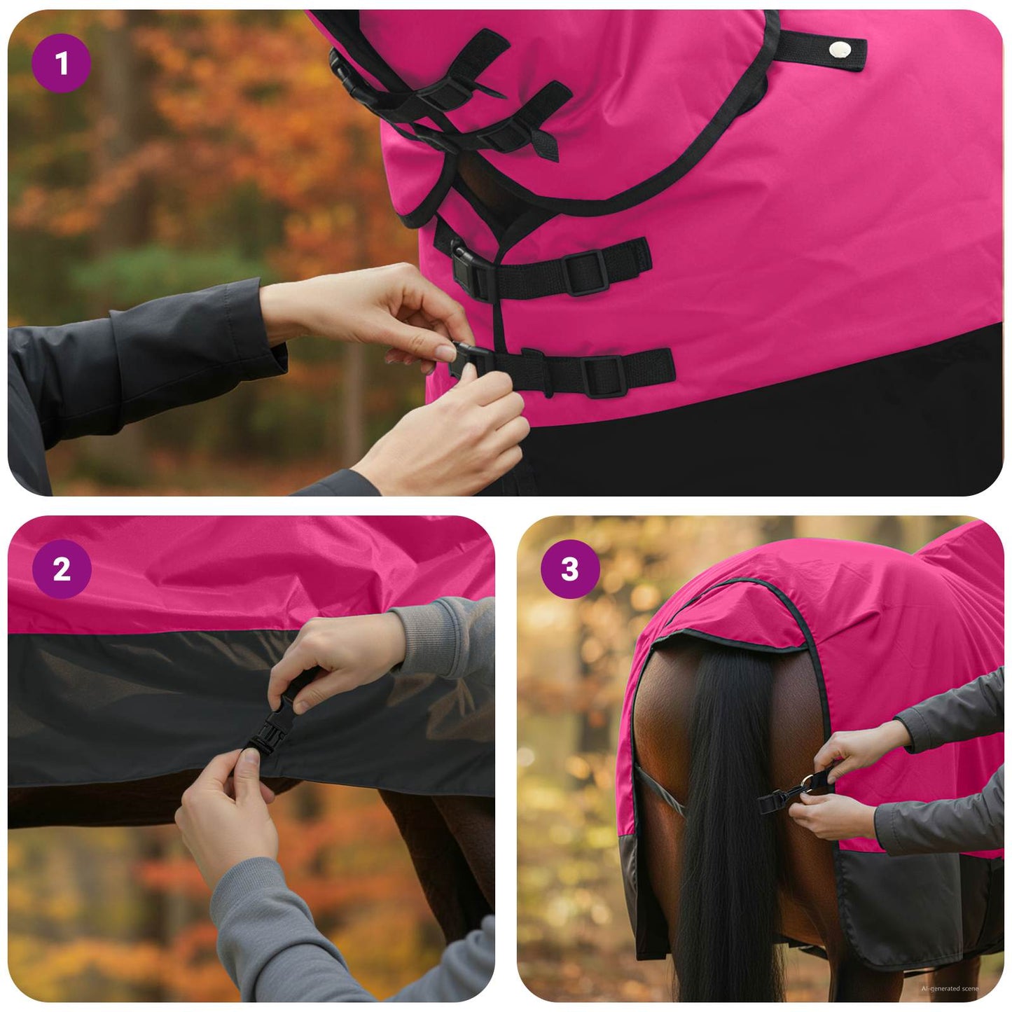 Paardendeken Roze en Zwart 135 cm Polyester