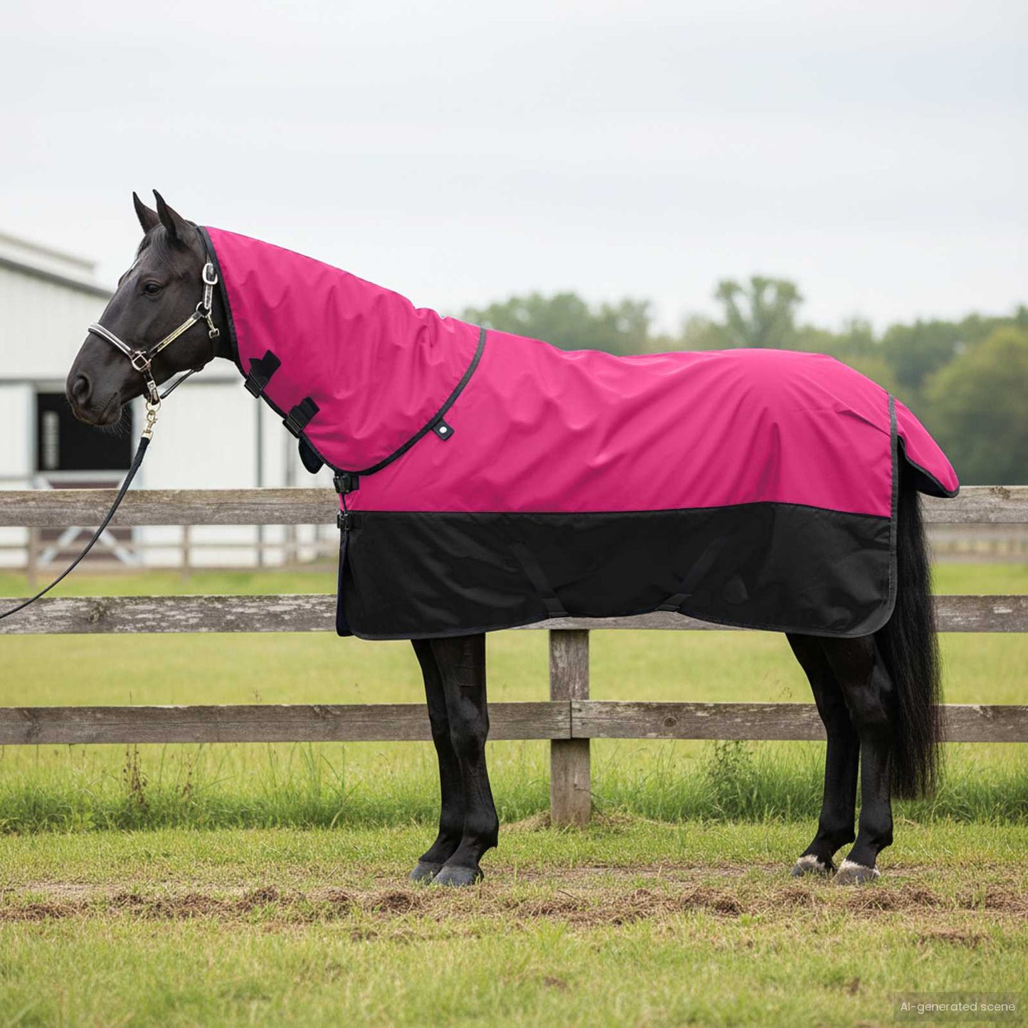 Paardendeken Roze en Zwart 135 cm Polyester