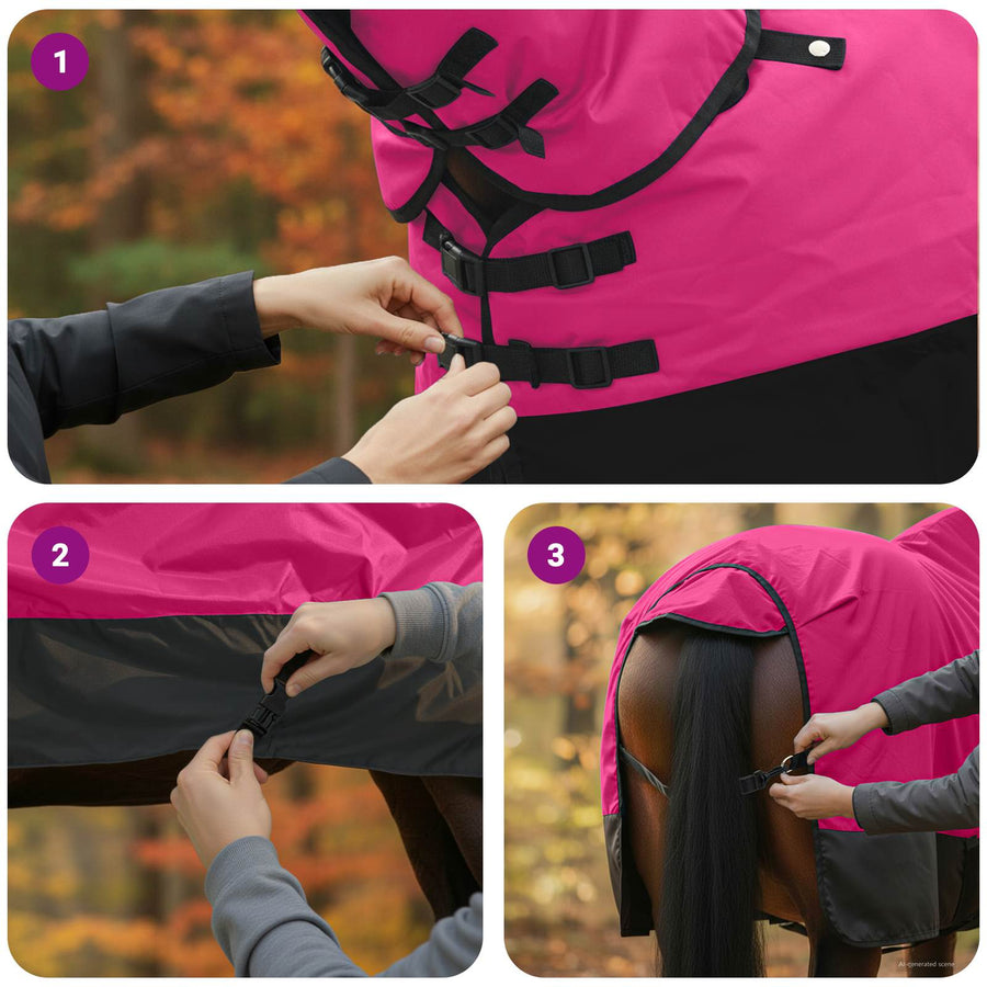 Paardendeken Roze en Zwart 155 cm Polyester