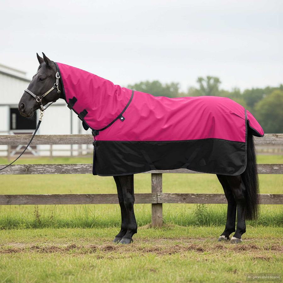 Paardendeken Roze en Zwart 155 cm Polyester